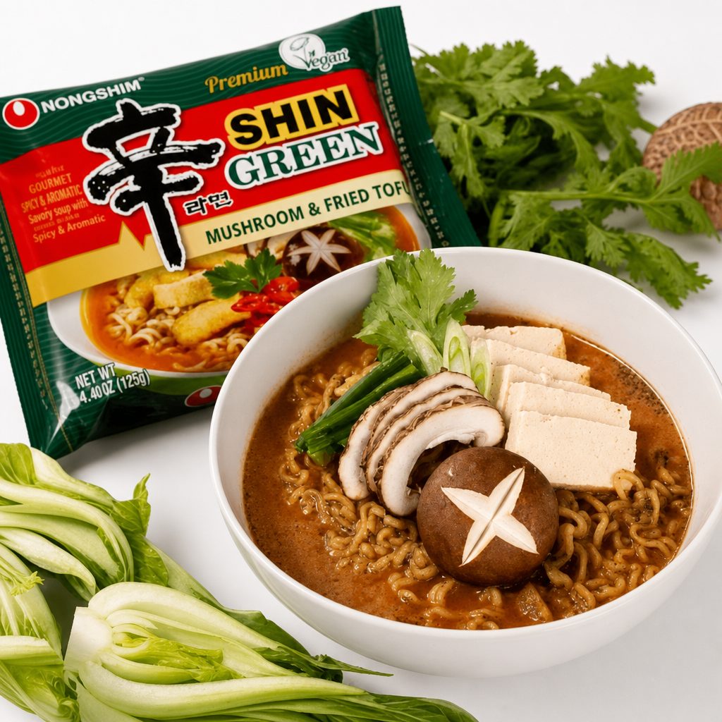 Shin Green “Mushroom & Fried Tofu Broth” Ramen.