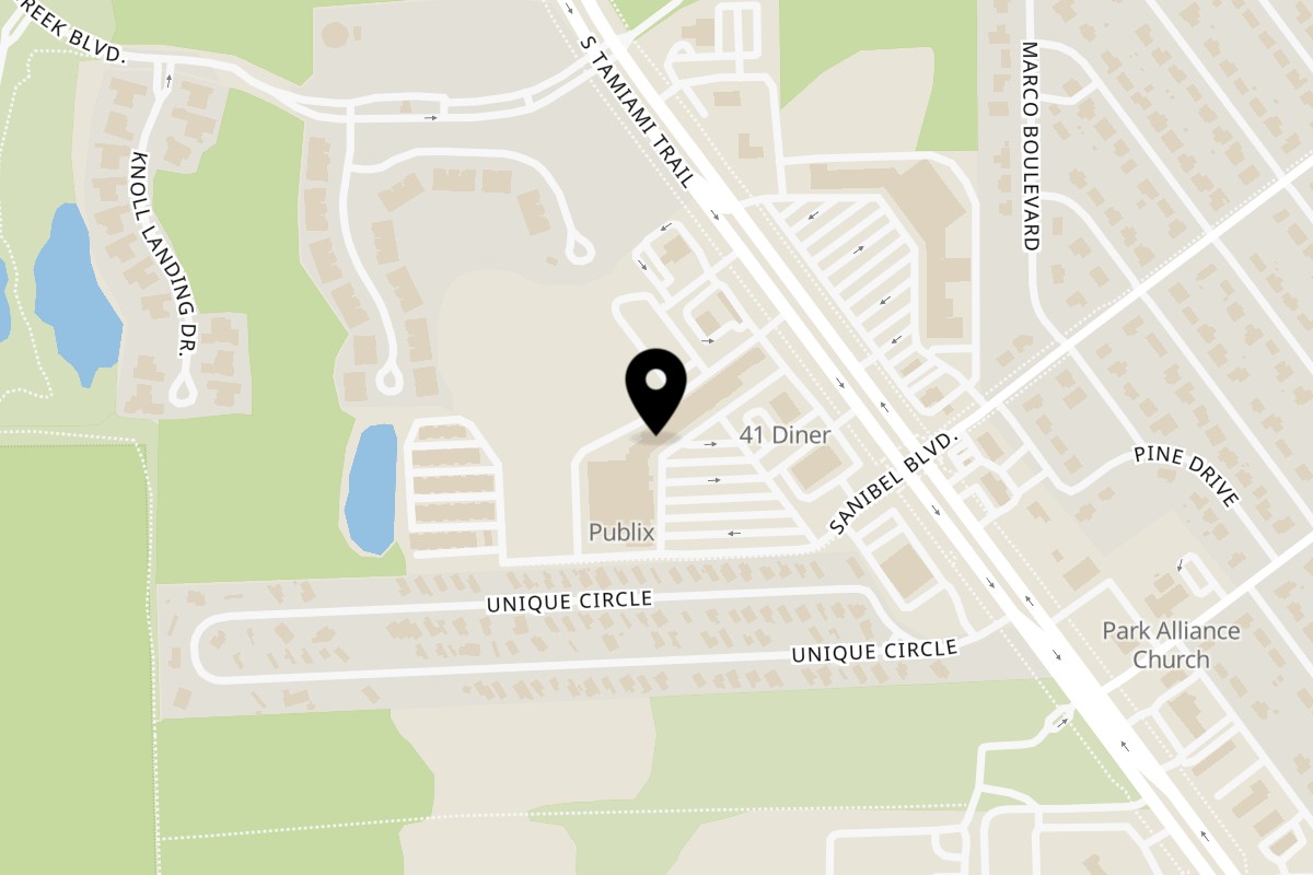 Map showing the location of Seoul Vibez on 18990 S Tamiami Trl #107 in Fort Myers